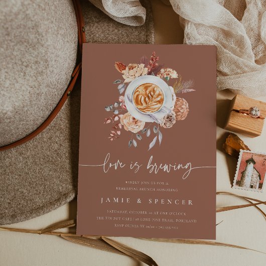 Liefde is het brouwen van koffie repetitie brunch kaart