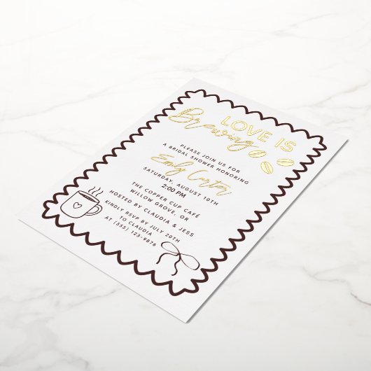 Liefde is het brouwen van koffie Theme Vrijgezelle Folie Uitnodiging (Gedraaid)