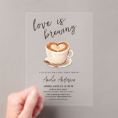 Liefde is het brouwen van koffie Vrijgezellenfeest Acryl Uitnodigingen (Insitu (Draagbaar))