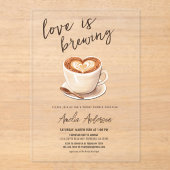 Liefde is het brouwen van koffie Vrijgezellenfeest Acryl Uitnodigingen (Voorkant)
