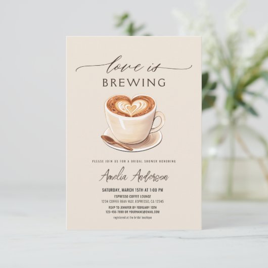 Liefde is het brouwen van koffie Vrijgezellenfeest Kaart (Staand voorkant)