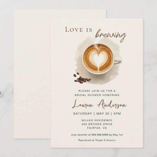 Liefde is het brouwen van koffie Vrijgezellenfeest Kaart (Voorkant / Achterkant)