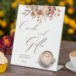 Liefde is het brouwen van koffie vrijgezellenfeest reclamebord met voetstuk