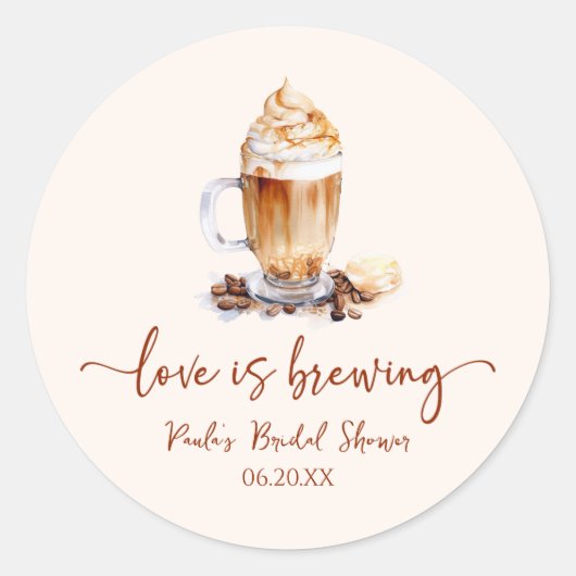 Liefde is het brouwen van koffiebonen Vrijgezellen Ronde Sticker (Voorkant)