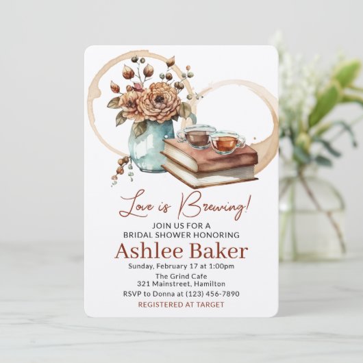 Liefde is het brouwen van koffiekopje en boeken Vr Kaart (Staand voorkant)