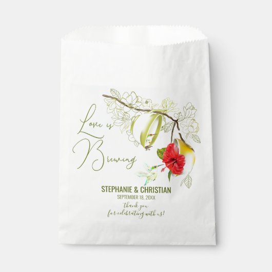 Liefde is het brouwen van kolibrie Tea Party Bedankzakje (Voorkant)