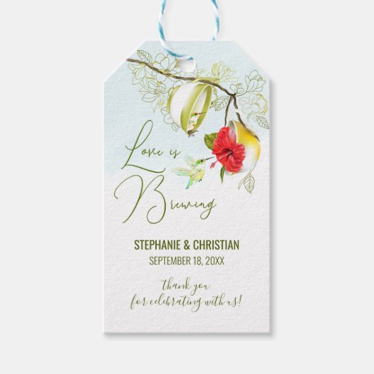 Liefde is het brouwen van kolibrie Tea Party Cadeaulabel (Voorkant)