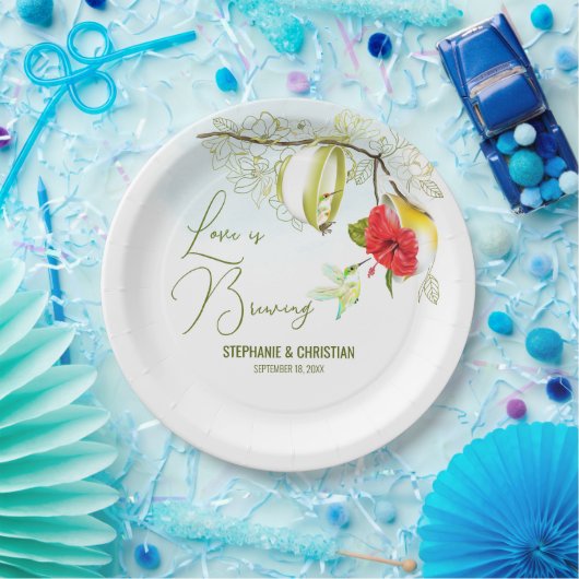 Liefde is het brouwen van kolibrie Tea Party Papieren Bordje (Feest)