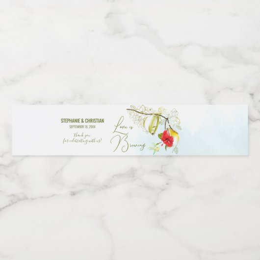 Liefde is het brouwen van kolibrie Tea Party Waterfles Etiket (Enkel label)