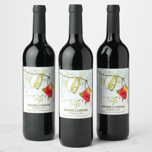 Liefde is het brouwen van kolibrie wijn etiket (Flessen)