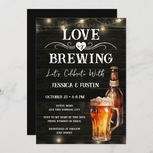 Liefde is het brouwen van koppels douche kaart (Voorkant / Achterkant)