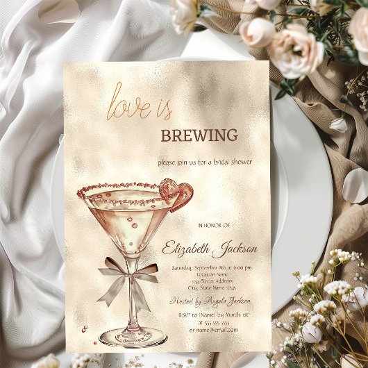 Liefde is het brouwen van Martini Hart Glitter Dru Kaart