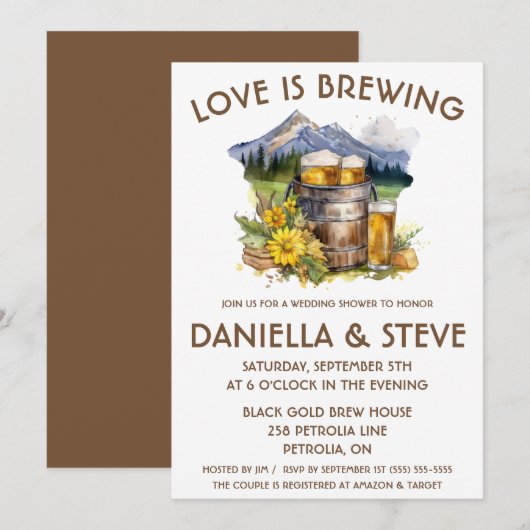 Liefde is het brouwen van Mountain Beer Theme Vrij Kaart (Voorkant / Achterkant)