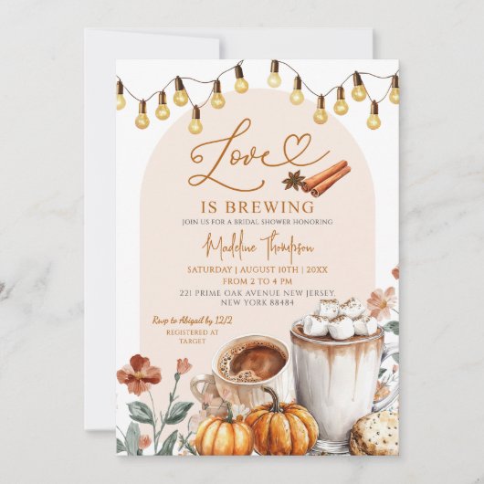 Liefde is het brouwen van Pumpkin Coffee Vrijgezel Kaart (Voorkant)