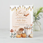 Liefde is het brouwen van Pumpkin Coffee Vrijgezel Kaart (Staand voorkant)