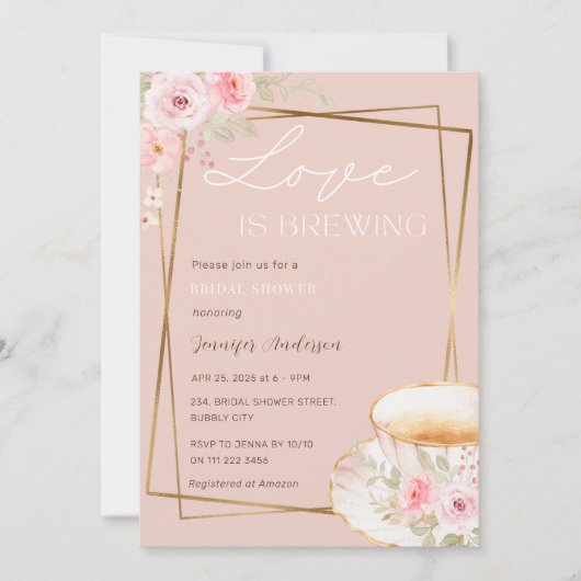 Liefde is het brouwen van Tea Garden Party Vrijgez Kaart (Voorkant)