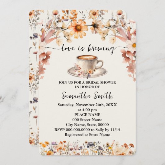 Liefde is het brouwen van Vrijgezellenfeest Coffee Kaart (Voorkant / Achterkant)