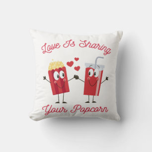 Liefde is het delen van je popcorn grappige Valent Kussen