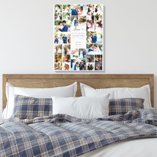 Liefde is het grootste avontuur bruiloft foto disp canvas afdruk (Insitu (Slaapkamer))