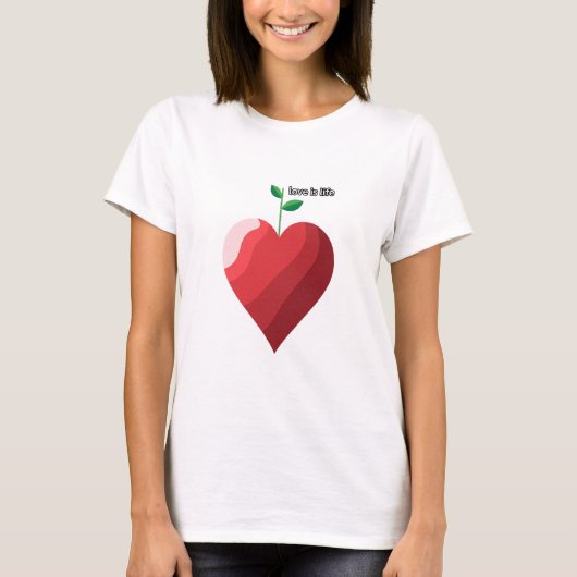 Liefde is het leven: hart en Plant T-shirt (Voorkant)