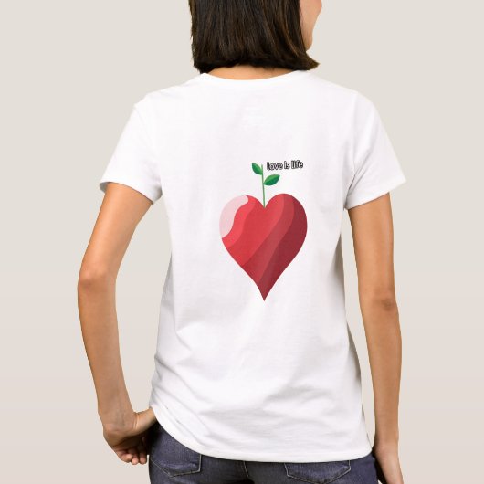 Liefde is het leven: hart en Plant T-shirt (Achterkant)