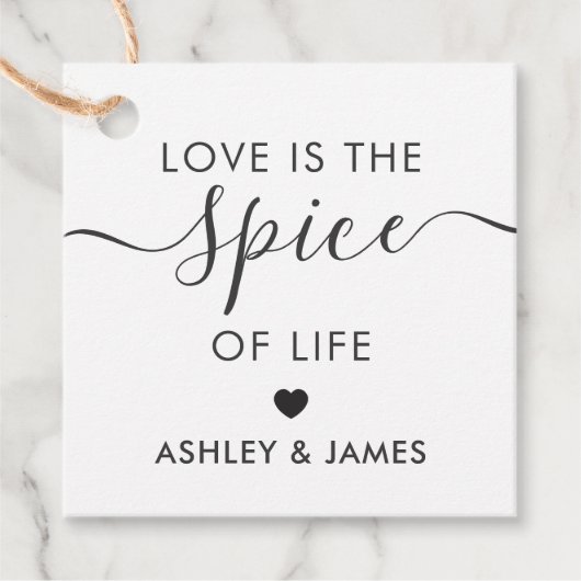 Liefde is het Spice of Life bruiloft Label, Kraft Bedankjes Labels (Voorkant)
