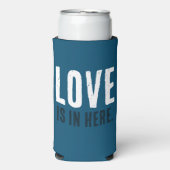 LIEFDE is hier. Grappig citaat. Blauw en wit. Seltzer Blikjeskoeler (Seltzer Voorkant)