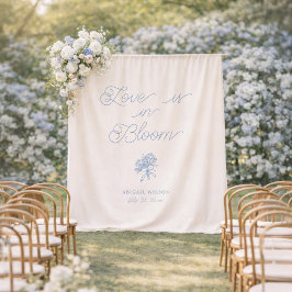 Liefde is in bloei Blauwe Hortensia Bruidsuitnodig Wandkleed