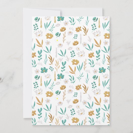 Liefde is in bloei Blauwgroen Gouden Bloemen Vrijg Kaart (Achterkant)