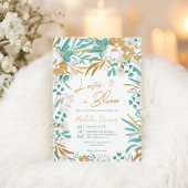 Liefde is in bloei Blauwgroen Gouden Bloemen Vrijg Kaart