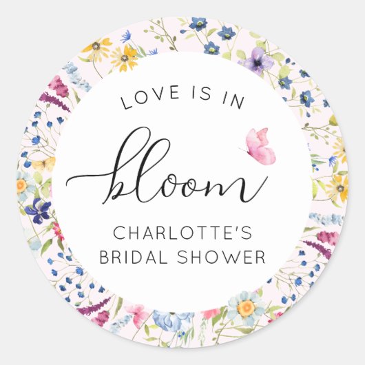 Liefde is in bloei Bloemen Ronde Sticker (Voorkant)