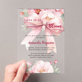 Liefde is in bloei bloemen roze boog Vrijgezellenf Acryl Uitnodigingen (Insitu (Draagbaar))