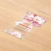 Liefde is in bloei bloemen roze boog Vrijgezellenf Acryl Uitnodigingen (Laagn)