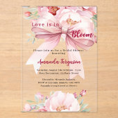 Liefde is in bloei bloemen roze boog Vrijgezellenf Acryl Uitnodigingen (Voorkant)