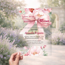 Liefde is in bloei bloemen roze lint Bruidsfeest