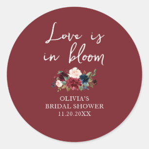 Liefde is in bloei bloemrijke bruids douche ronde sticker