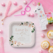 Liefde is in bloei blush roze wilde bloemen bruids papieren bordje (Feest)