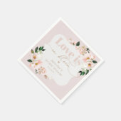 Liefde is in bloei blush roze wilde bloemen bruids servet (Hoek)