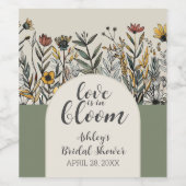 Liefde is in bloei - Boho Bloemen Bruids Shower Wijn Etiket (Enkel label)