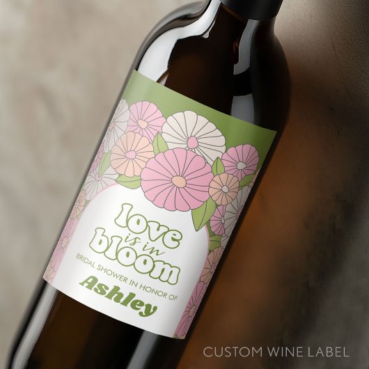 Liefde is in bloei - Boho Bloemen Bruidsbruiloft Wijn Etiket