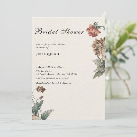 Liefde is in bloei bruids douche uitnodigingen, kaart (Staand voorkant)