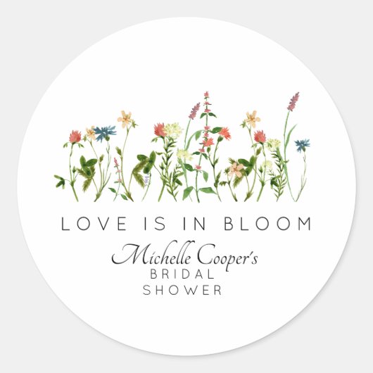 Liefde is in bloei Bruidsbruiloft Ronde Sticker (Voorkant)