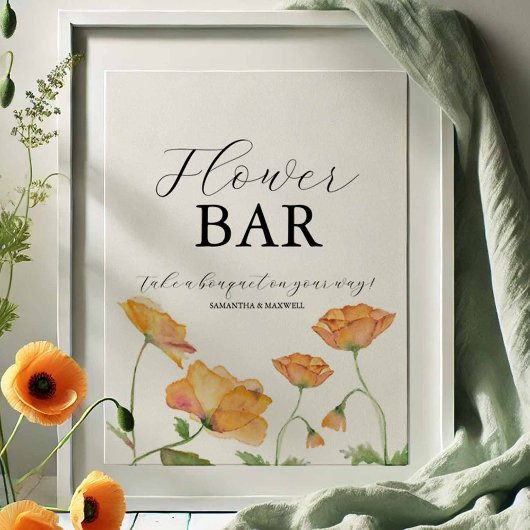 Liefde is in bloei bruiloft bloem bar bord poster