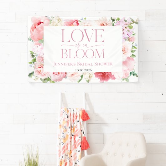 Liefde is in bloei | Bruiloft Wild Garden Frame Spandoek (Insitu)