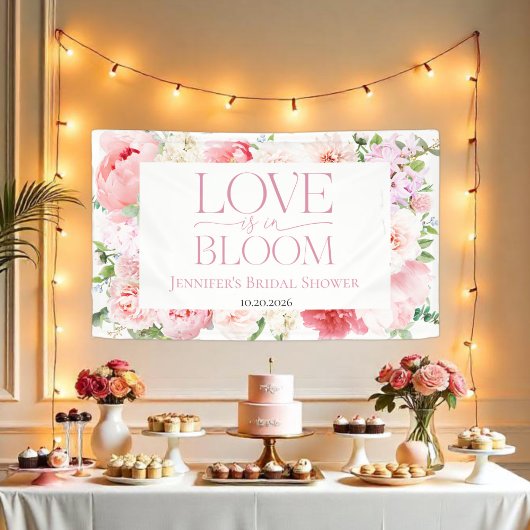 Liefde is in bloei | Bruiloft Wild Garden Frame Spandoek