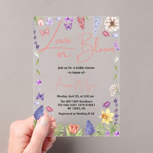 Liefde is in bloei brunch en bruisend vrijgezellen acryl uitnodigingen (Insitu (Draagbaar))