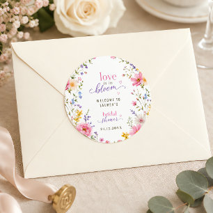 Liefde is in bloei Chic Roze Bloemen Custom Ronde Sticker