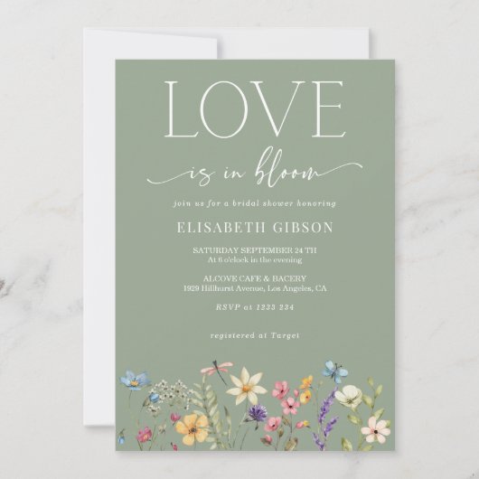 Liefde is in bloei Floral Sage Green Vrijgezellenf Kaart (Voorkant)