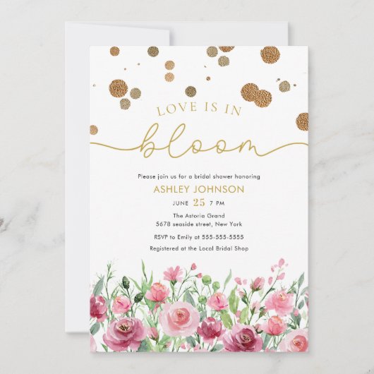 Liefde is in bloei goud blozend bloemig Vrijgezell Kaart (Voorkant)