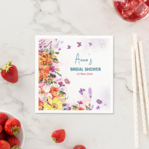 liefde is in bloei kleurrijke wilde bloemen bruids servet